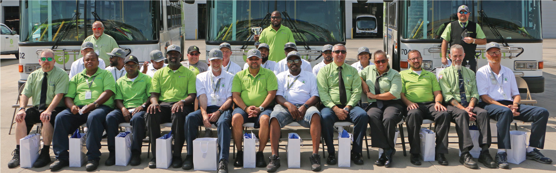 A group of employees celebrating their careers at Lextran